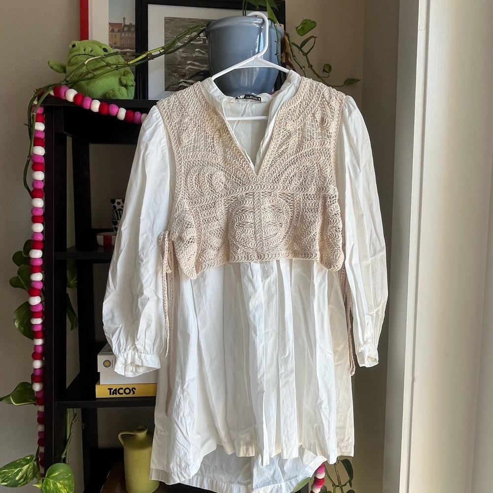 Zara Dress with Cream Crochet Overlay